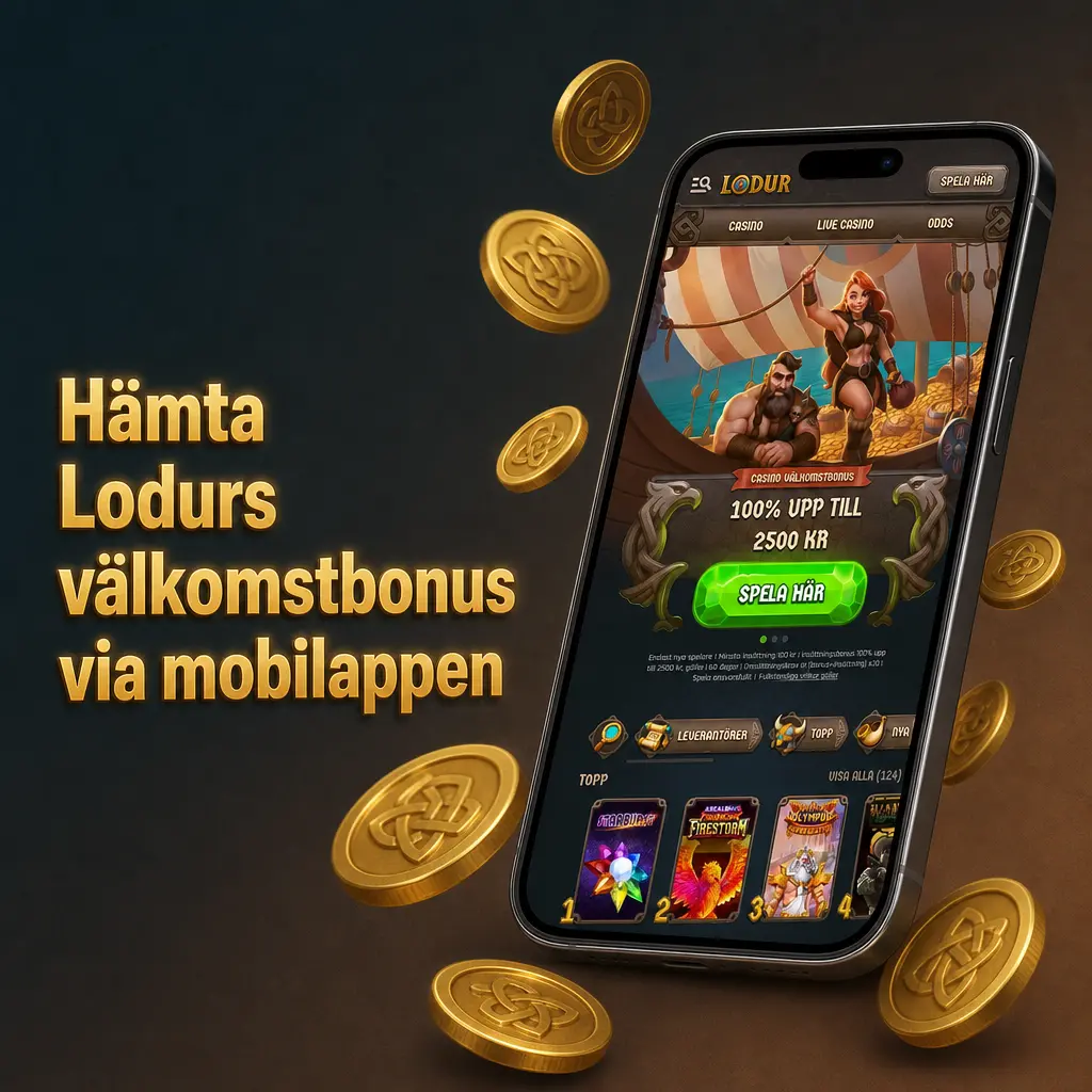 Lodur-appen på mobilen med välkomstbonus