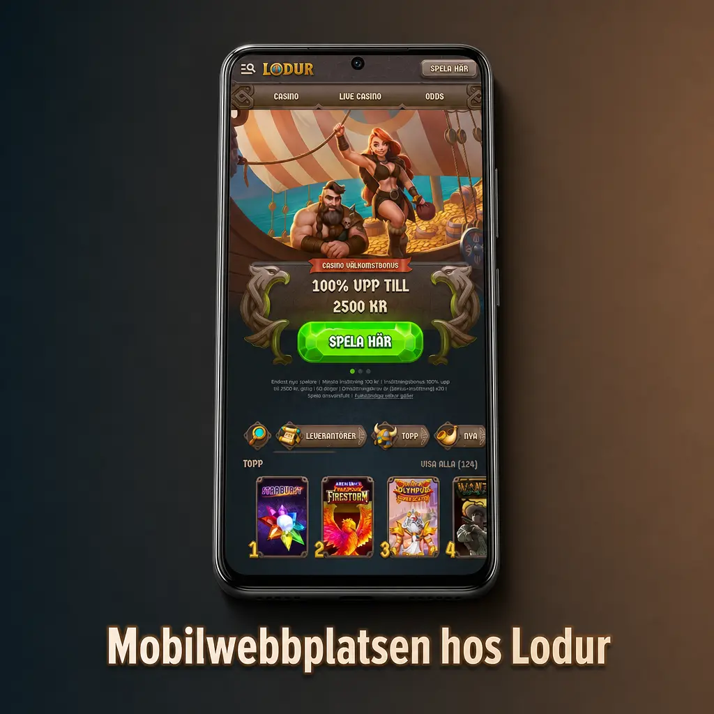 Lodur mobilwebbplats visad på en smartphone